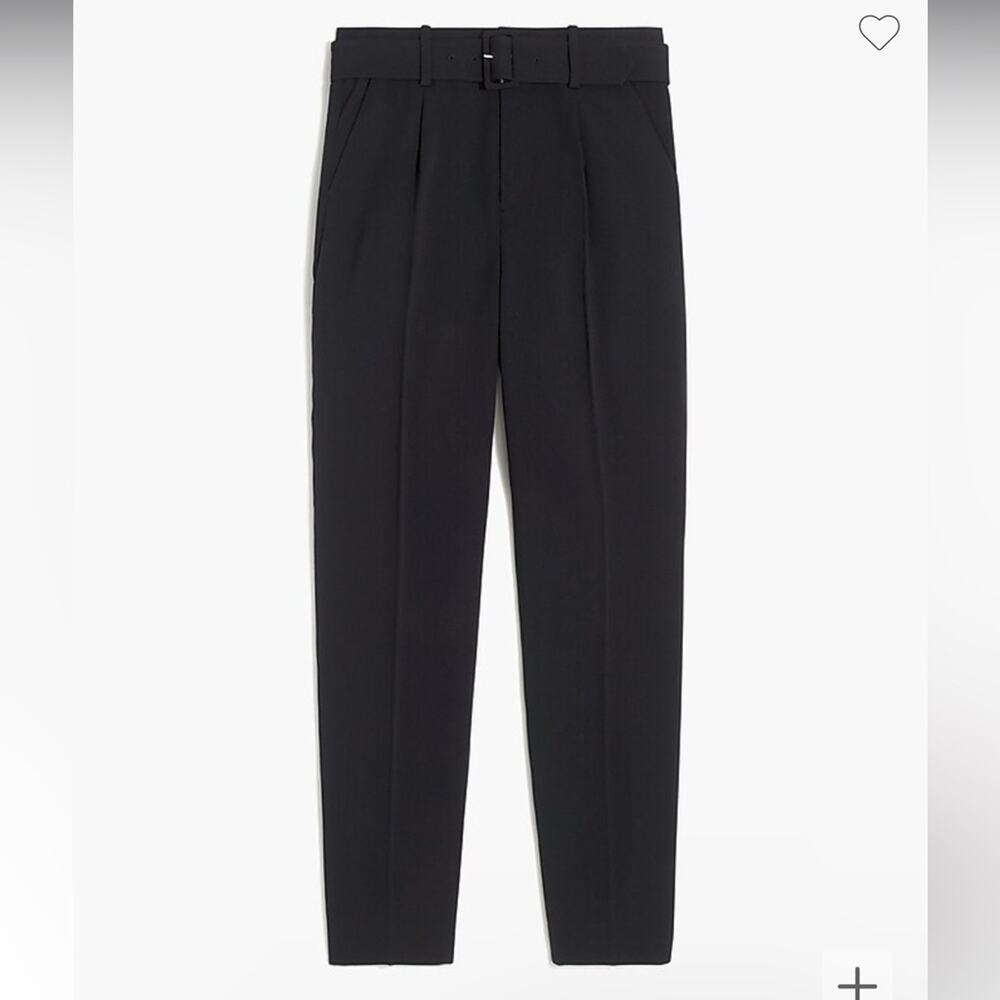 JCrew Factory High-waisted belted pant in matte crepe Black Womens Size 4